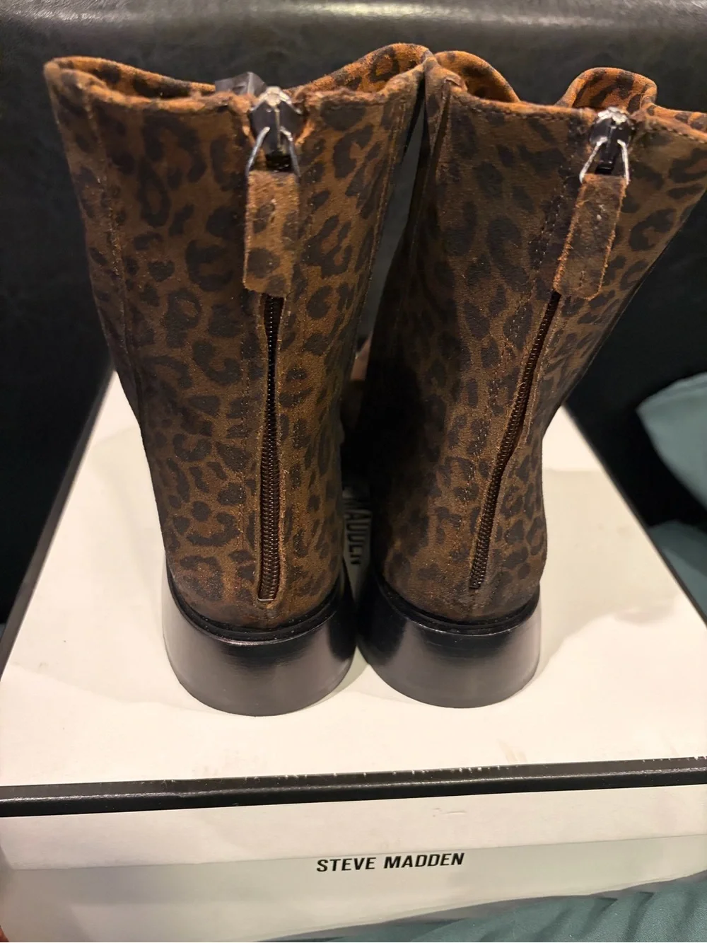 Steve Madden Leopard Print Suede Ankle Boots in Brown